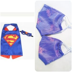 Superman supergirl cape mask facemask set